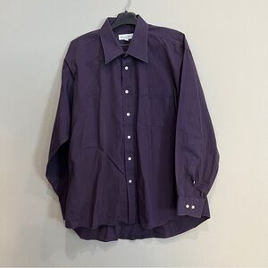 Christian Dior purple dress shirt button down size 17 34/35 cutaway collar
